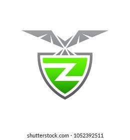 Eagle Shield Letter Z Initial Logo Template, ready For Use