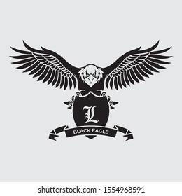 Eagle Shield logo black and white
