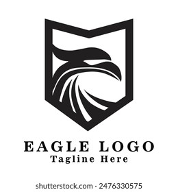 Eagle and shield logo design. Bird, eagle, or eagle head emblem vector icon, vector illustration
