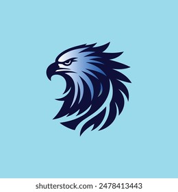 Eagle and shield logo design. Bird, falcon or hawk head badge emblem vector icon