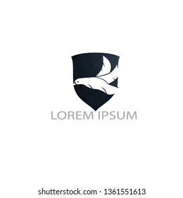 Eagle with shield logo design. Creative and modern eagle bird logo vector.