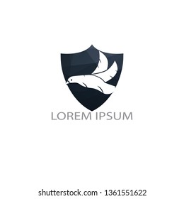 Eagle with shield logo design. Creative and modern eagle bird logo vector.