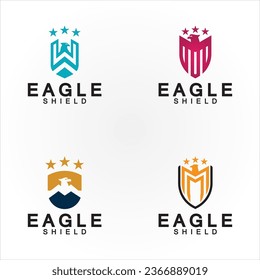 Eagle shield logo design, hawk  head vector emblem logo element, bird, falcon emblem vector icon