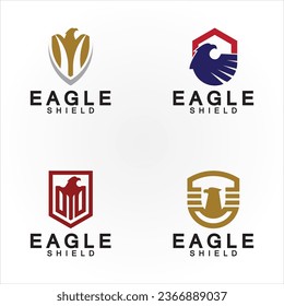 Eagle shield logo design, hawk  head vector emblem logo element, bird, falcon emblem vector icon