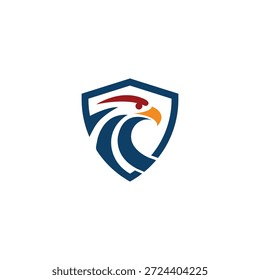 Diseño del logotipo del escudo del águila, cabeza del águila, Plantilla de Vector del logotipo del águila pájaro, concepto del logotipo del negocio, logotipo de la mascota del halcón o del halcón