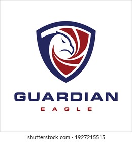 eagle with shield logo design template, vector illustration.