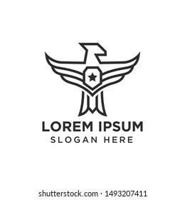 Eagle with shield logo design Vector
