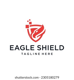 eagle shield logo design vector template