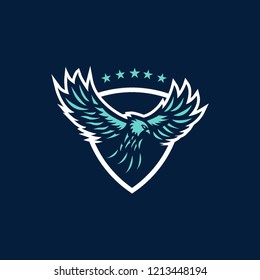eagle in shield logo icon vector
