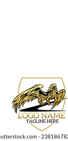 Eagle and shield logo simple, modern, editable vector illustration


