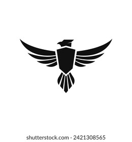 Eagle shield logo vector. Flying bird emblem. Vector illustration.