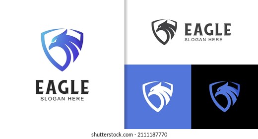 eagle shield logos with modern style for security, defense, technology company