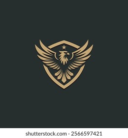 eagle shield logos with modern style for security, defense, technology company