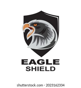 Eagle shield mascot logo design symbol