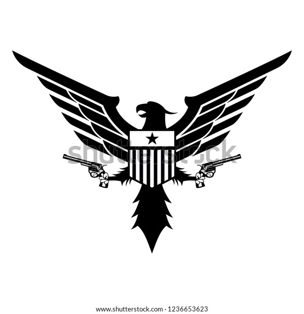 Eagle Shield Military Logo Gun Stock Vector (Royalty Free) 1236653623