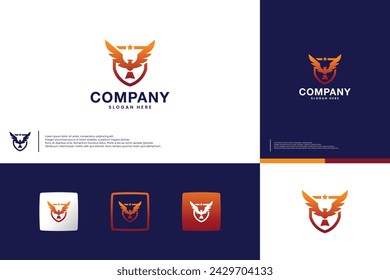 eagle and shield , security nation, logo design template.