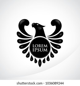 Eagle shield shaped emblem - sign, symbol - vector illustration