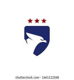 Eagle shield with star logo design template