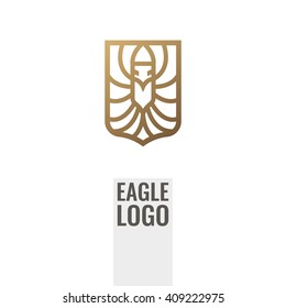 Eagle shield symbol. Eagle shield icon or logo. Unique concept logotype for business.
