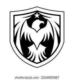 plantilla de ilustración de diseño de logotipo de vector blanco y negro táctico Eagle Shield	