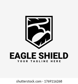Eagle Shield Template Logo Design With Black Color