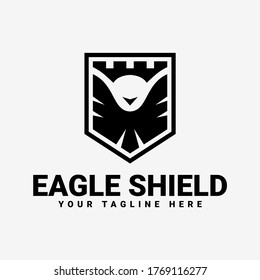 diseño del logotipo de la plantilla de protección de águila con color negro