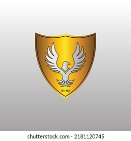 eagle and shield vector design, golden gradation