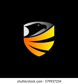 eagle shield vector logo illustration. good for mascot delivery or logistic logo industry, flat color style. 
