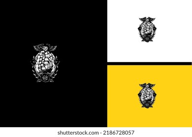 eagle and ship vector black and white