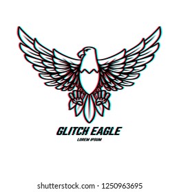 Eagle sign with glitch effect. Design element for logo, label, emblem, poster, t shirt. Vector illustration