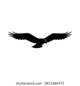 Eagle Silhouette Against A White Background Minimalist Black Shape
