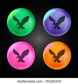 Eagle silhouette in flight crystal ball design icon in green - blue - pink and orange.