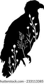 Eagle silhouette floral 4th of July t-shirt design