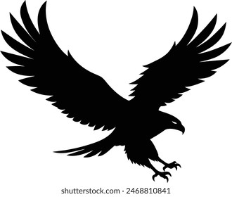 Eagle silhouette, flying bird silhouette