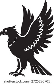 Icono de la silueta del águila Vector Ave de presa Alas majestuosas Extender Poderoso Depredador feroz Logo Símbolo Signo Ilustración
