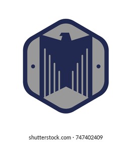 Eagle silhouette inside hexagon background. Vector eagle emblem set for company logo or brand logotype with eagle bird