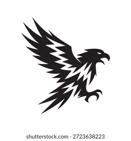 Silueta de águila con alas de relámpago: Vector dinámico para poder, libertad y diseño de emblemas