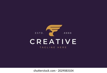 Eagle Silhouette Logo Design. Wing Head Eagle Bird Silhouette Art Icon Design Template