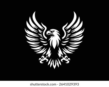 eagle silhouette logo on dark background, for community logo, or sports club. Eagle bird logo