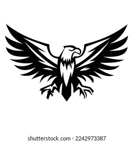 Eagle silhouette logo symbol design illustration. Clean logo mark design. Illustration for personal or commercial business branding.
