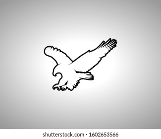Eagle Silhouette on White Background. Isolated Vector Animal Template for Logo Company, Icon, Symbol etc