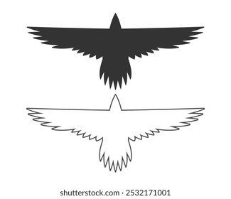 Eagle silhouette set. Bird icon symbol. Vector illustration image.