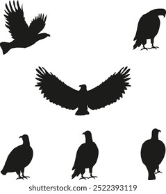 eagle silhouette. set of eagle silhouettes isolated on white background. set of wild animals silhouette on white background. eagle silhouette png.	
