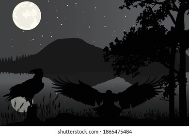 Eagle silhouette, simple vector illustration