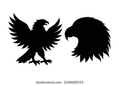 Arte vectorial de la silueta del águila en el fondo blanco