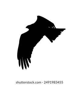 Eagle silhouette vector, flying eagle silhouette on a white background.