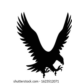 Eagle silhouette, vector illustration in black color...