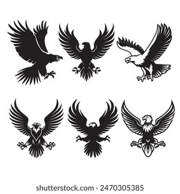 Eagle silhouette vector illustration design set