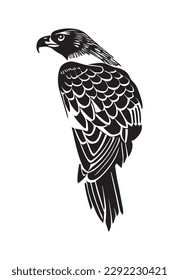 Eagle silhouette. White background, sticker vector