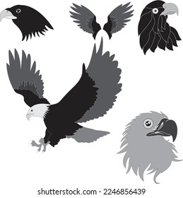 Eagle silhouettes isolated on white